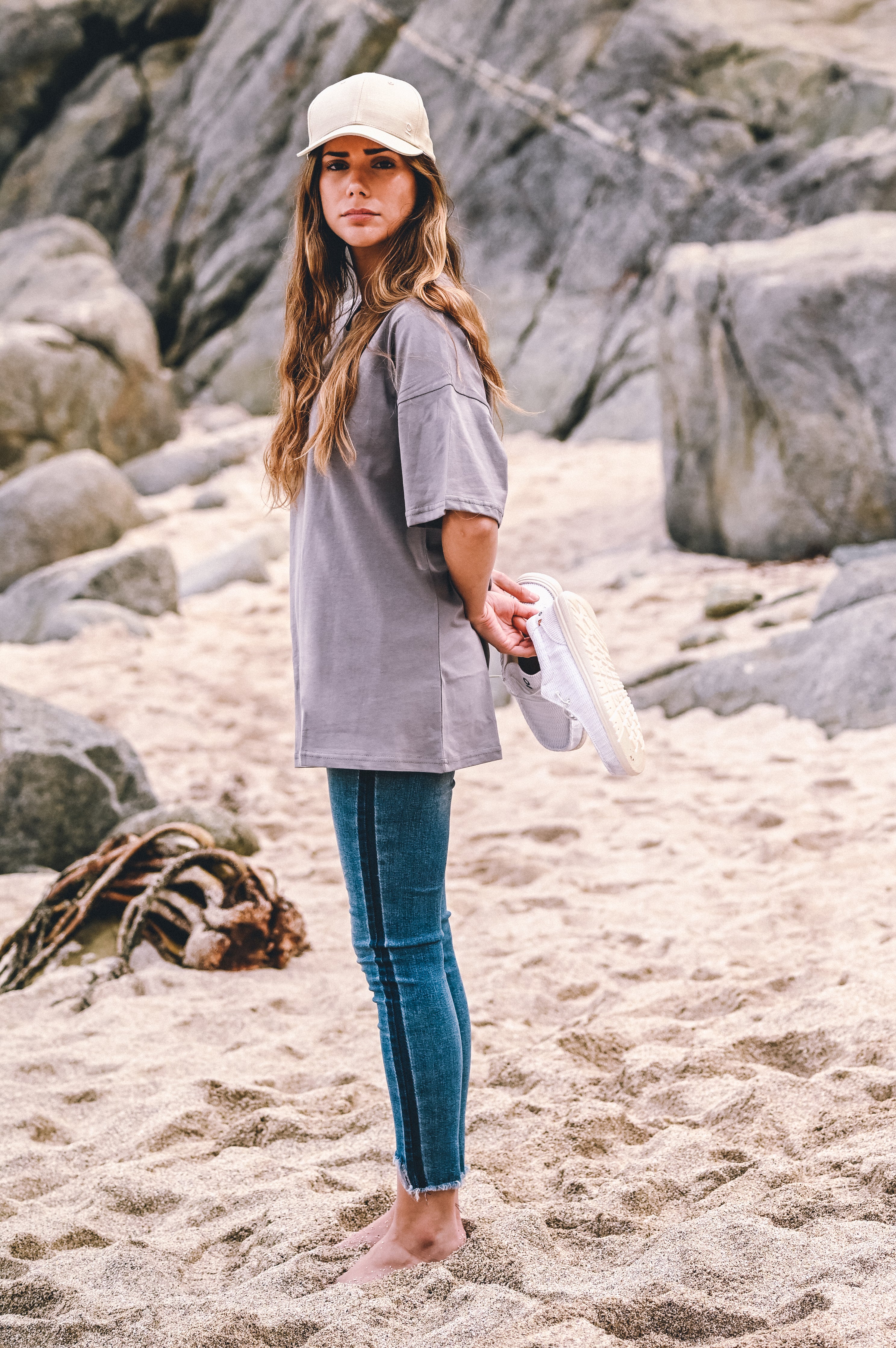 Polera Manga Corta Oversize Grey